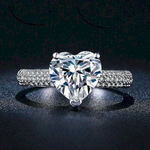 Heart Shape White Gold Plated Finger Ring