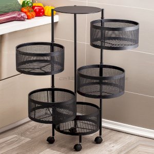 5-Layer Multifunctional Rotating Kitchen Storage Rack