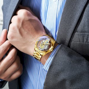 Men Skeleton Luxury Fashion Automatic Mechanical Waterproof Watch